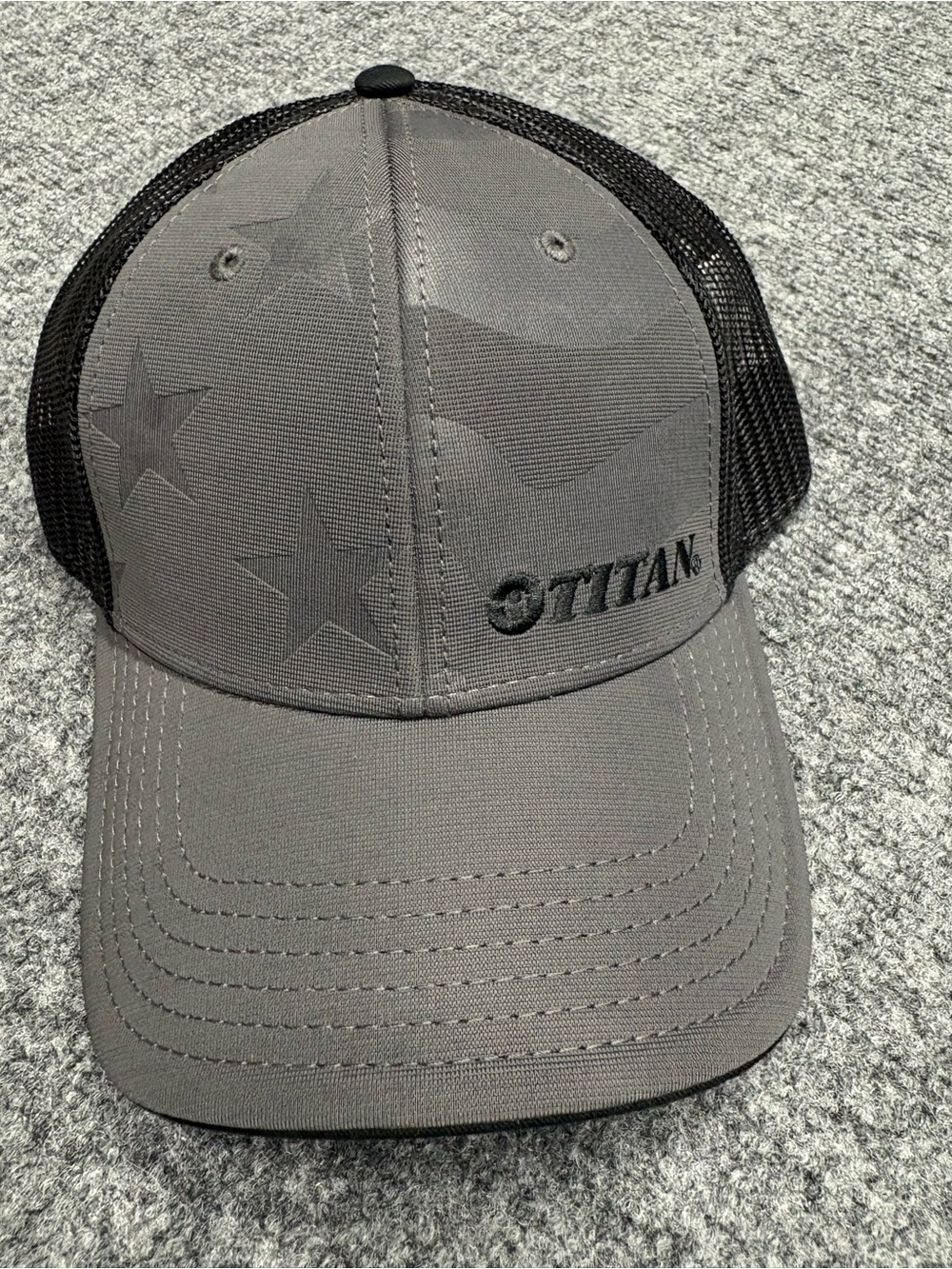 Titan Gray and Black Trucker Hat with Flag Print